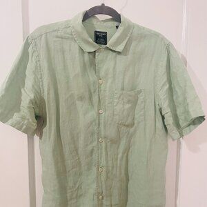 Todd Snyder Irish Linen Camp Collar Short Sleeve Shirt Mystic Aqua M